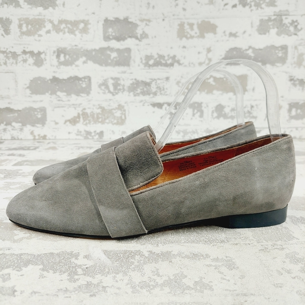 NEW Caslon Gray Suede Leather Slip On Old Money Flat Loafers D781